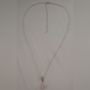 925 silver plated rose quartz necklace